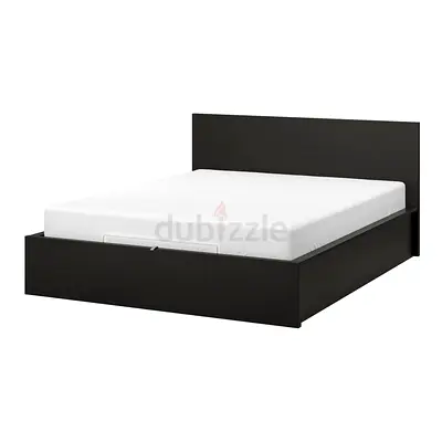 IKEA MALM Double bed with headboard - dark brown & double bed mattress