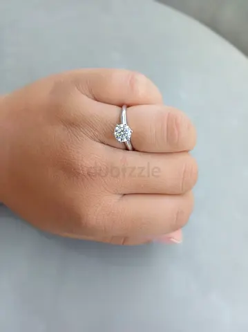 Solitaire Engagement Ring - Round Cut Diamond on White Gold Band