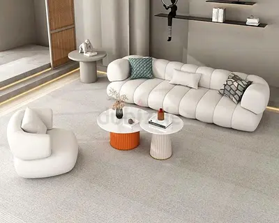 Modern Curved 3-Seater Sofa with Matching Accent Chair