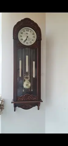 Antique-style Wooden Wall Pendulum Clock - Working Condition