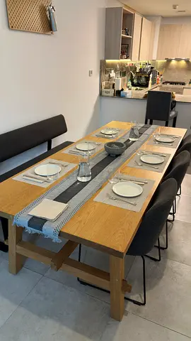 Solid Oak Dining Table with Bench and 3 Chairs