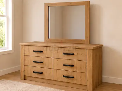 Modern Wooden Dresser with Mirror