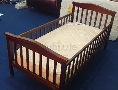 Wooden Baby Cot/Crib with Mattress - Good Condition