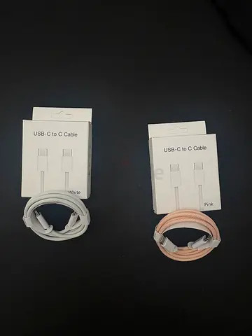 USB-C to C Charging Cables (Pink & White) - New in Box