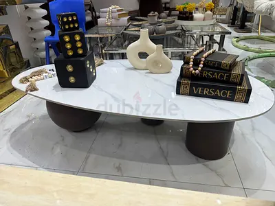 Modern Oval Coffee Table with Unique Base
