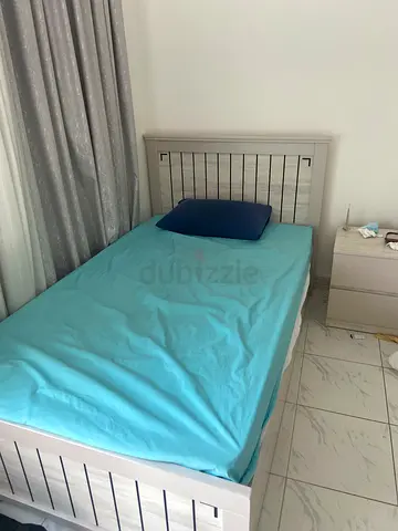 Single white wooden bed frame with headboard - good condition