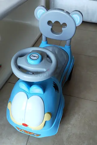 Blue Ride-On Push Car for Toddlers with Music