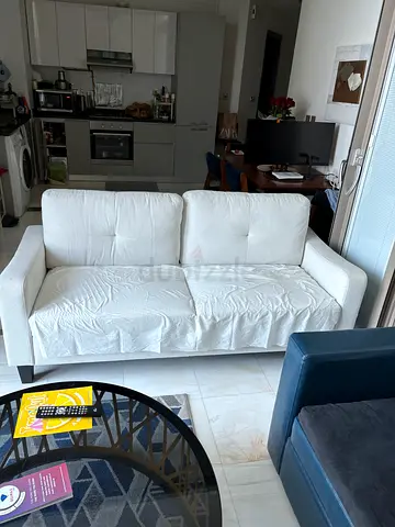 White 3-Seater Fabric Sofa - Good Condition. Original price 650. Used for 6 months