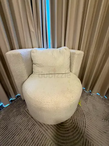Cream boucle accent armchair with cushion - cozy single seat