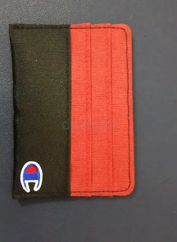 Champion fabric card holder / slim wallet - black & red