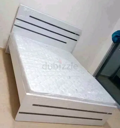 BRAND NEW White wooden double bed frame with mattress QUEEN SIZE