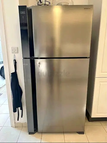 Hitachi stainless steel double-door fridge - good condition