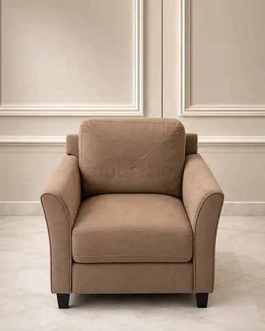 Beige Fabric Armchair - Comfortable Single Seater