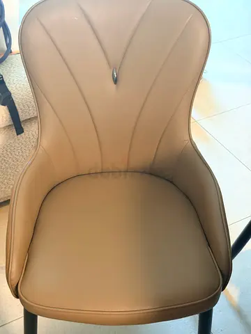 fantastic black table with revolving center part Modern Tan Faux Leather Dining Chair