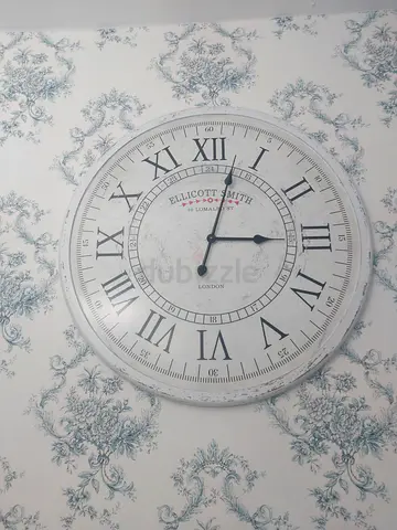 Large Vintage-Style Wall Clock — White Roman Numerals