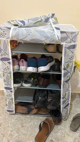 Compact Fabric Shoe Rack with Cover - 4 Tier