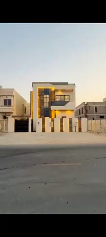 For sale in Al Helio 2: A three-story villa (ground floor, first floor, and roof) featuring 6 master bedrooms, a majlis, a living area, and a swimming
