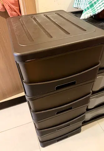 Brown 4 tier storage cabinet