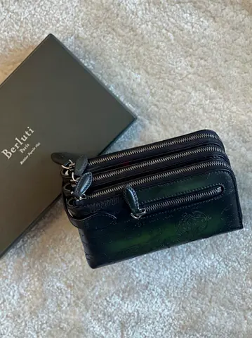 Berluti Scritto leather multi-zip pouch