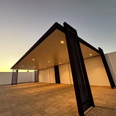 Modern freestanding metal pergola / carport - spacious outdoor shade