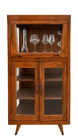 Teak Wood Glass Cabinet