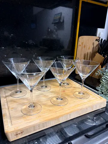 Set of 6 Martini/Cocktail Glasses - Clear Stemmed Glassware