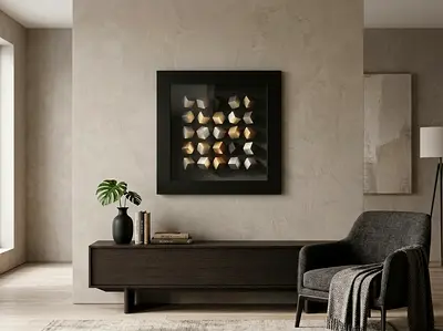 Framed 3D Metal Cubes Wall Art - Modern Decorative Piece 60 x 60 cm