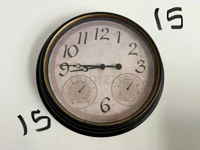 Wall Clock with Thermometer & Hygrometer - Black Frame