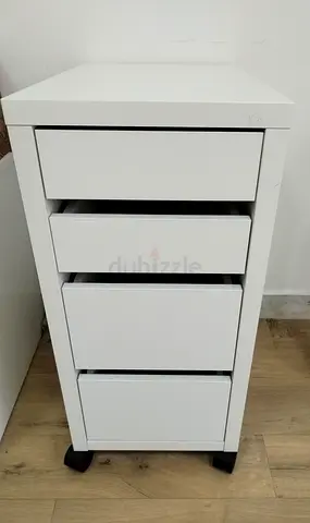 White 4-Drawer Mobile Pedestal Cabinet - Compact Storage