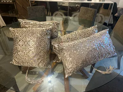 Luxury Champagne & Gold Decorative Cushions – 4 Piece Set