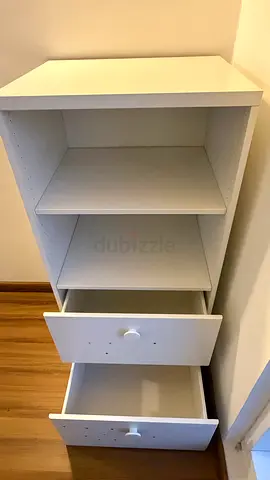 IKEA White 3-Shelf Storage Unit with 2 Drawers - Good Condition