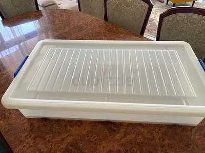 Clear Plastic Storage Box with Lid and Blue Latches