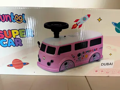 Pink Ride-On Super Car Bus for Toddlers - New