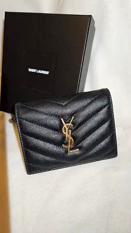 Saint Laurent Small Black Quilted YSL Wallet with Box
