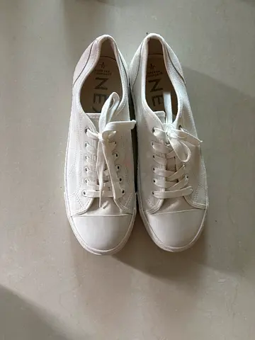 White low-top Next casual canvas sneakers, size 42 ordered online, size did not fit no outside usage