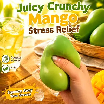 Juicy Crunchy Mango Stress Relief Squishy Toy — Soft Squeeze Fidget