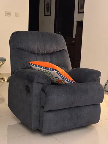 Single Gray Fabric Recliner Armchair - Comfortable Living Room Chair