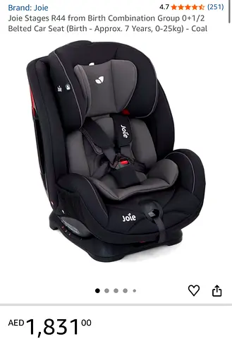 Joie Stages R44 0+/1/2 Convertible Car Seat - Coal (Birth to ~7 years)