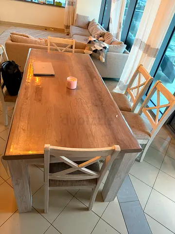 Dining table from Home Center with 6 chairs and top cover