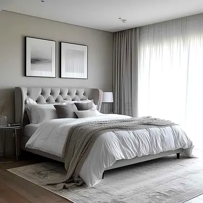 Light gray colour stylish 160*200 queen size Bed with tufted headboard