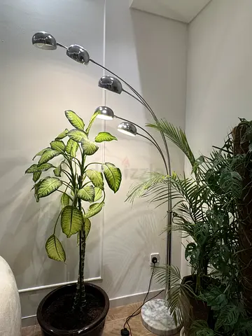 Five-Arm Arc Floor Lamp with Chrome Shades