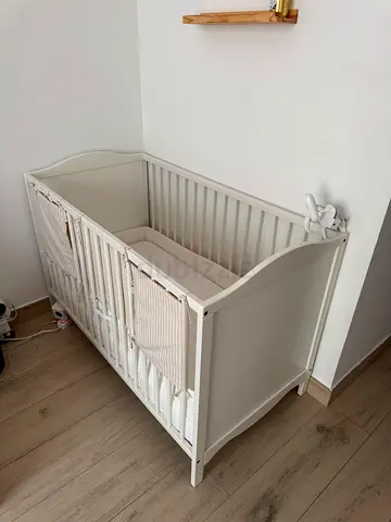 Ikea White Wooden Baby Crib and mattress - Good Condition