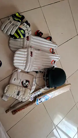 Used Cricket Kit - Bat, Pads, Gloves, Helmet, Arm Guard (Good Condition)