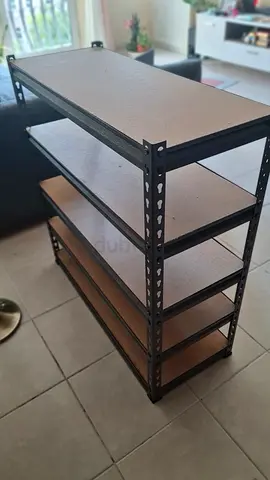 Sturdy 5-Tier Metal Storage Shelf with Wooden Boards