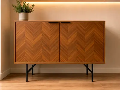Modern Herringbone Sideboard Cabinet