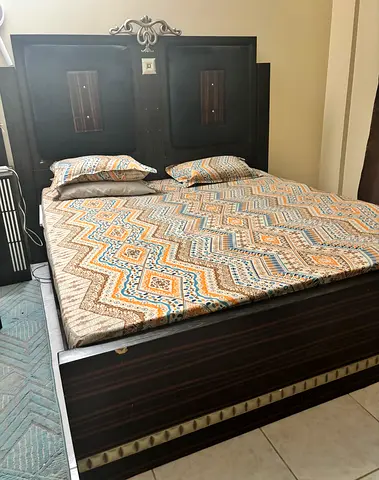 Royal King size wooden bed + mattress