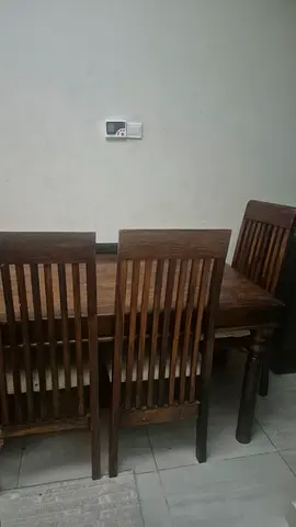 Solid Wood Dining Table with 4 Matching Chairs - Good Condition