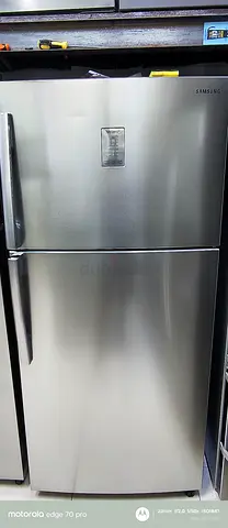 Samsung Large stainless steel double-door refrigerator - good condition