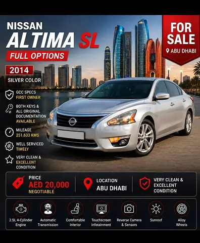 Nissan Altima 2.5 SL 2014 GCC Specs Full Options | Excellent Condition | With Sunroof