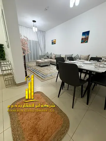 🏢Luxury and elegant fully furnished 2-bedroom apartment for monthly rent in Al Shurooq Towers – Al Nuaimiya 1, Sheikh Khalifa Street, with easy acces